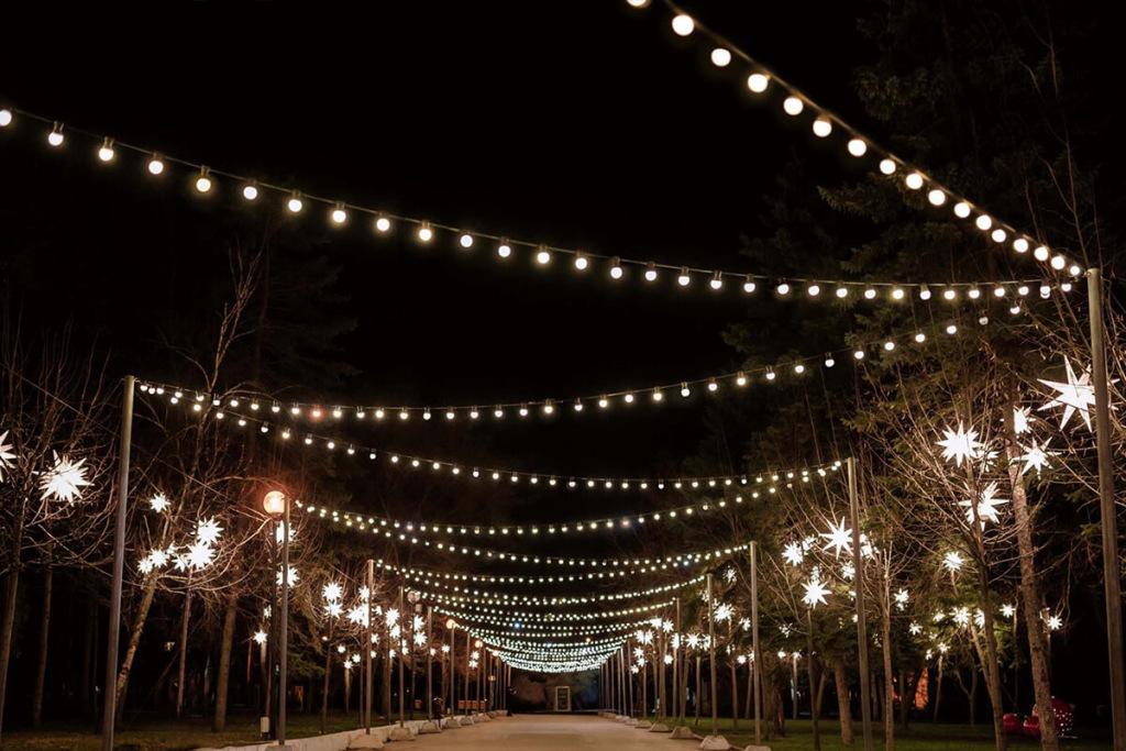 Уличная гирлянда белт-лайт в парке.jpg