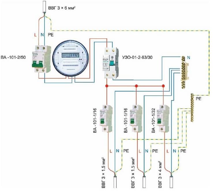 Схема распределительного электрощита