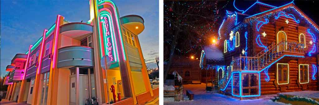 Гибкий неон на фасадах зданий