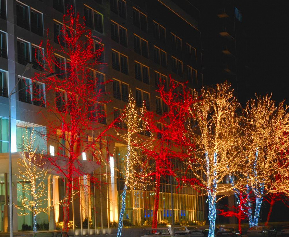 Украшение деревьев гирляндой Спайдер