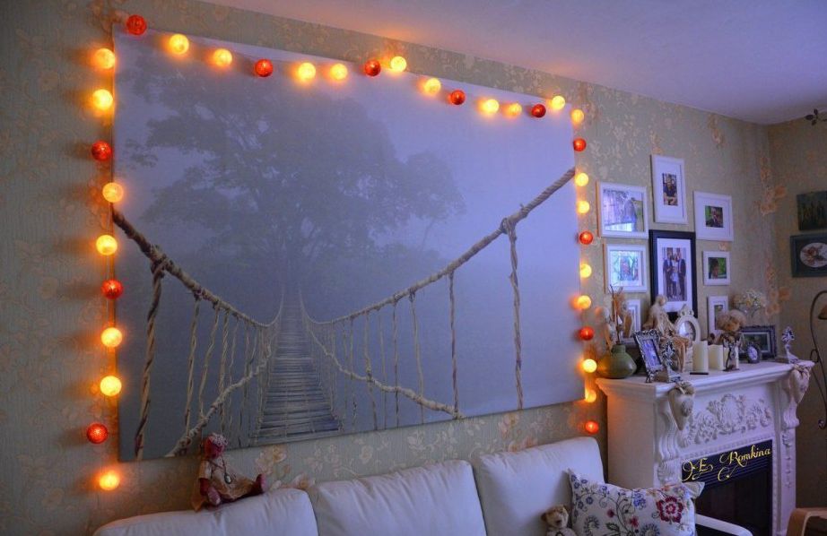 Светодиодные гирлянды на стене Светодиодные гирлянды на стене