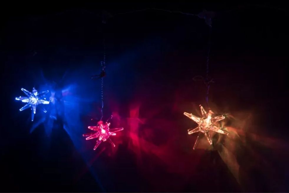 Светодиодная бахрома со снежинками