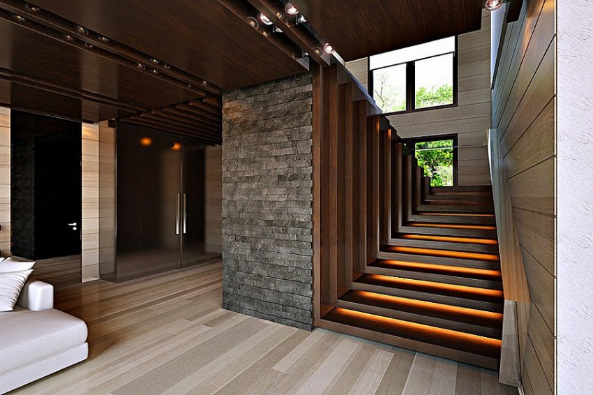Освещение лестницы в частном доме