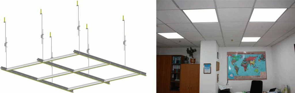 монтаж светильников в потолок Армстронг