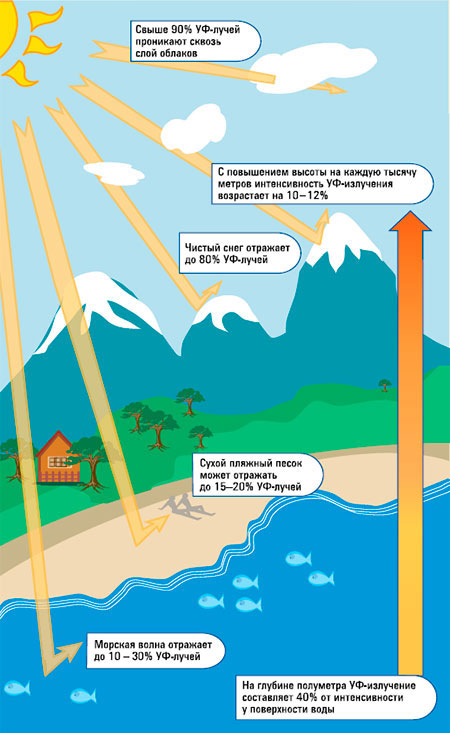 Количество ультрафиолета, достигающего земной поверхности Количество ультрафиолета, достигающего земной поверхности