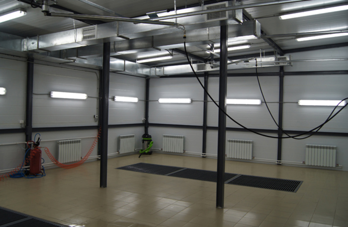 Размещение светильников на автомойке