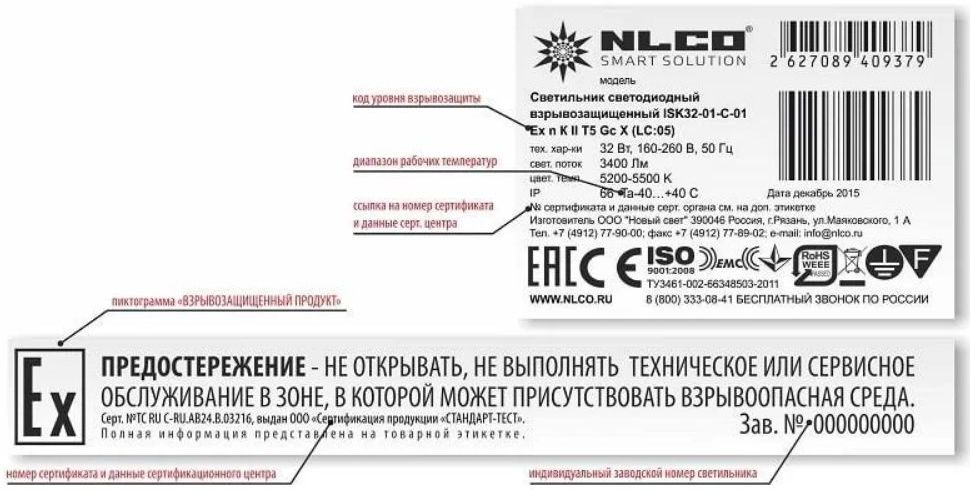 Маркировка взрывозащищенных светильников Маркировка взрывозащищенных светильников