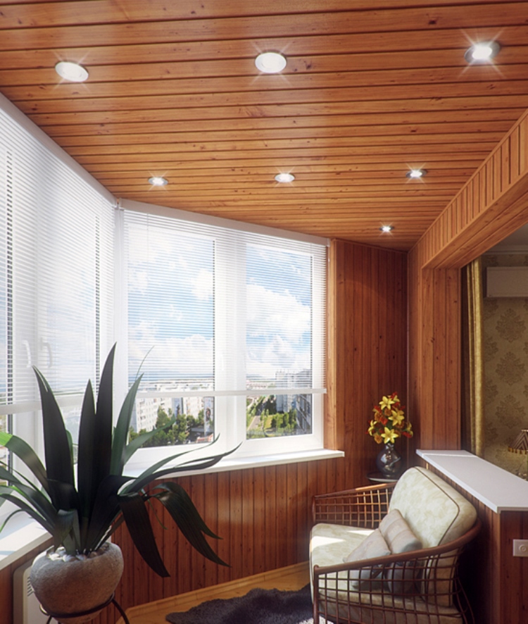 Встраиваемые светильники на балконе