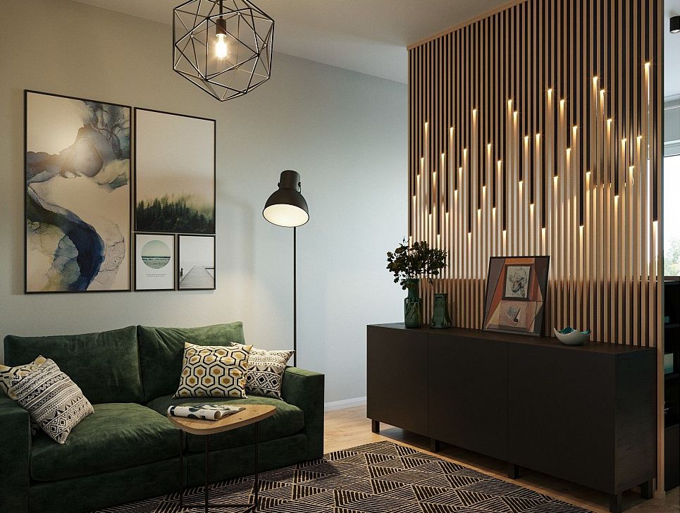 Рейки с подсветкой на стене