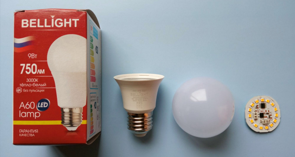 Светодиодная лампа Е27 в разобранном виде Bellight 