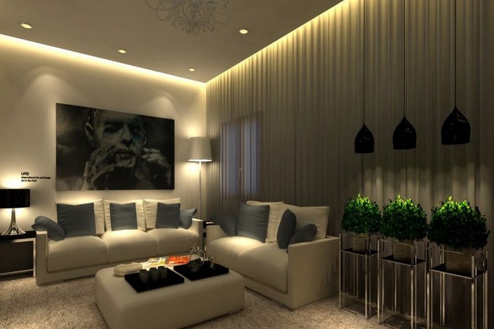 Парящий потолок со шторами