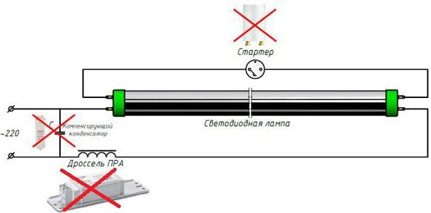 Демонтаж дросселя в светильнике