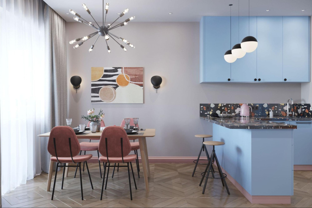 Подсветка барной стойки в сканди стиле