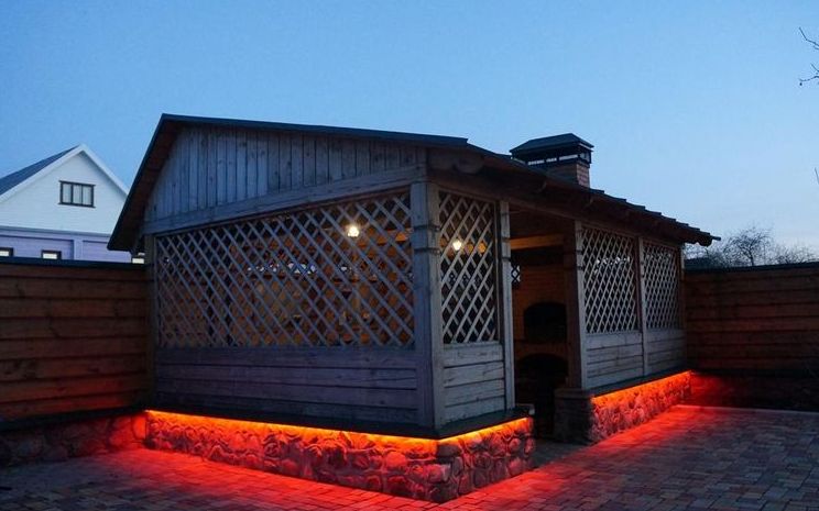 LED подсветка для украшения беседки