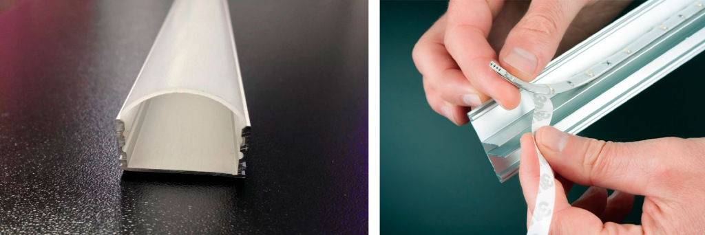 Установка алюминиевого профиля для подсветки кухни Установка алюминиевого профиля для подсветки кухни
